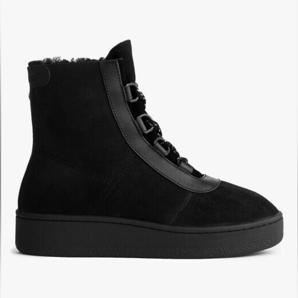 Rag & Bone Oslo Lace-Up Shearling-Lined Suede Boots Size UE39 US 8.5 Women's